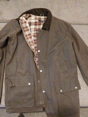 Men's Brown Waxed Field Jacket with Plaid Lining